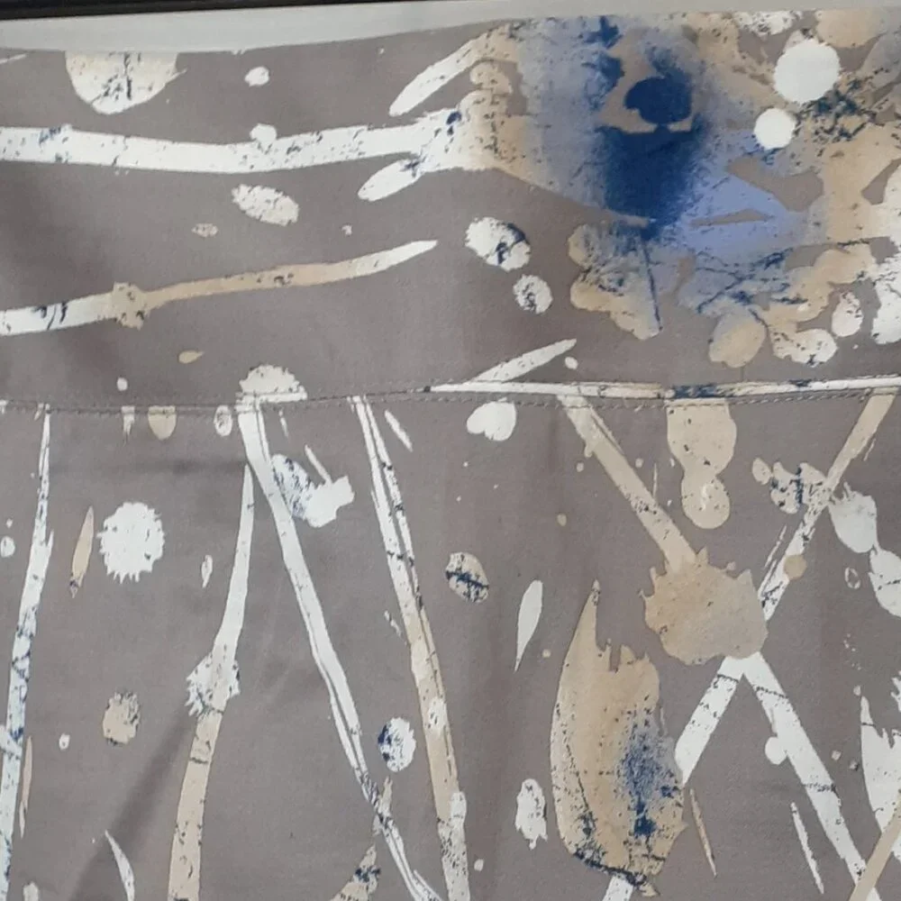 Alfani Abstract Skirt Paint Splatter Size 10 Multicolor Brown Blue Pencil Mini - Picture 2 of 10